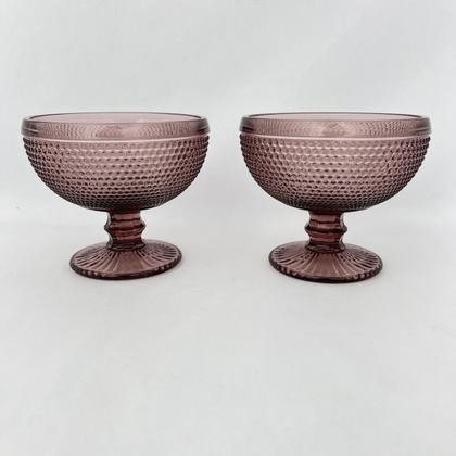 Imagem de Jogo 6 Taças de Sobremesa Bolinhas Vidro Marsala Roxa 350ml