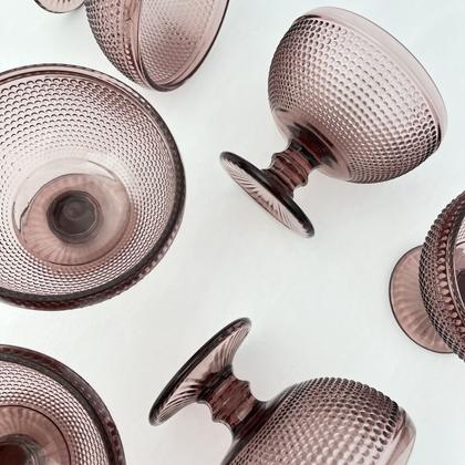 Imagem de Jogo 6 Taças de Sobremesa Bolinhas Vidro Marsala Roxa 350ml