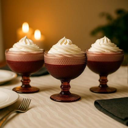 Imagem de Jogo 6 Taças de Sobremesa Bolinhas Vidro Marsala Roxa 350ml