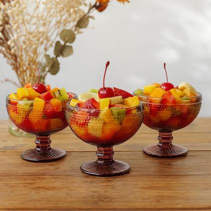 Imagem de Jogo 6 Taças de Sobremesa Bolinhas Vidro Marsala Roxa 350ml