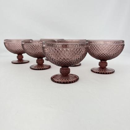 Imagem de Jogo 6 Taças de Sobremesa Vidro Roxa Marsala Bico Jaca 312ml