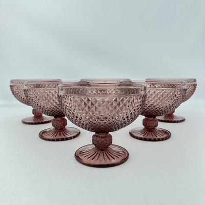 Imagem de Jogo 6 Taças de Sobremesa Vidro Roxa Marsala Bico Jaca 312ml