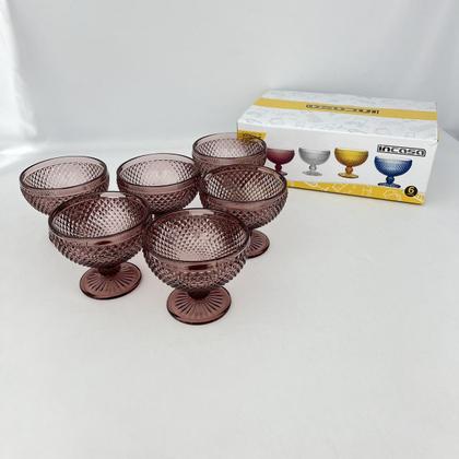 Imagem de Jogo 6 Taças de Sobremesa Vidro Roxa Marsala Bico Jaca 312ml