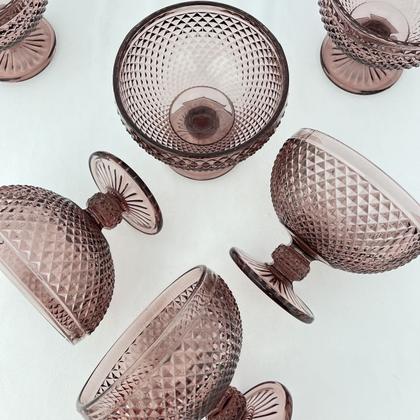 Imagem de Jogo 6 Taças de Sobremesa Vidro Roxa Marsala Bico Jaca 312ml