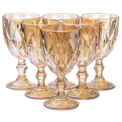 Imagem de Jogo 6 Taças De Vidro 325Ml Diamond Cor Dourado Âmbar