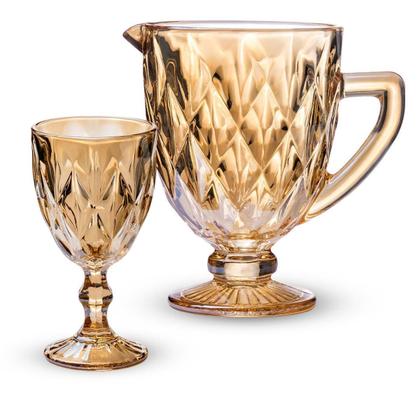 Imagem de Jogo 6 Taças De Vidro 325Ml Diamond Cor Dourado Âmbar