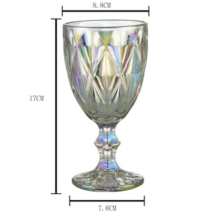 Imagem de Jogo 6 Taças de Vidro 325ml Diamond Rainbow Metalizada Lyor para Servir Água Vinho Suco