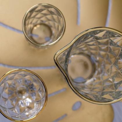 Imagem de Jogo 6 Taças de Vidro com Borda Dourada Diamond Cor Transparente Água 300ml Class Home