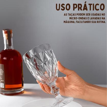 Imagem de Jogo 6 Taças de Vidro Diamond Luxo 260ml Transparente Vidro Grosso Elegante Resistente para Água Suco Drinks Sobremesa Decoração
