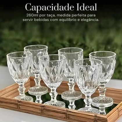 Imagem de Jogo 6 Taças de Vidro Diamond Luxo 260ml Transparente Vidro Grosso Elegante Resistente para Água Suco Drinks Sobremesa Decoração