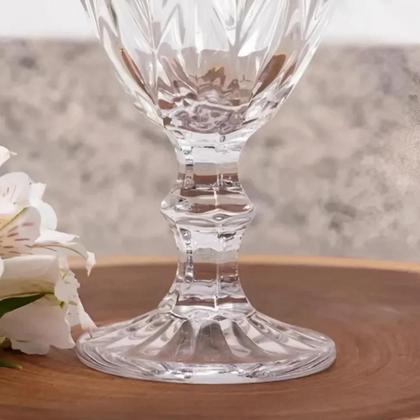 Imagem de Jogo 6 Taças de Vidro Diamond Luxo 260ml Transparente Vidro Grosso Elegante Resistente para Água Suco Drinks Sobremesa Decoração