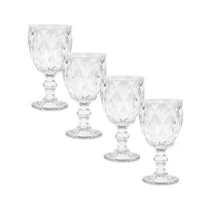 Imagem de Jogo 6 Taças de Vidro Diamond para Vinho Suco Água 330ml ou 260ml