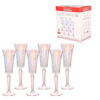 Imagem de Jogo 6 tacas de vidro para champanhe egeu rainbow 180ml