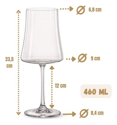 Imagem de Jogo 6 Taças de Vinho de Cristal Bohemia 460ml Tinto Rosê Branco