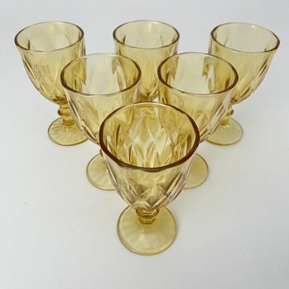 Imagem de Jogo 6 Taças Diamante Amber Dourado Vidro 340ml Mesa Posta