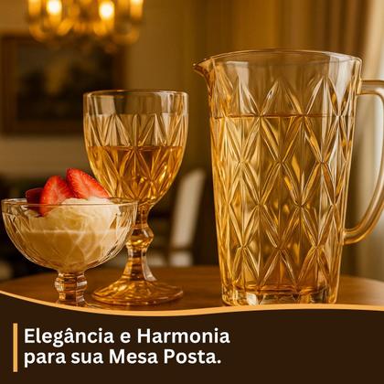 Imagem de Jogo 6 Taças Diamond 340ML De Vidro Âmbar Dourada Taça Vinho Drinks Sucos agua Luxo Bico de Abacaxi Jaca