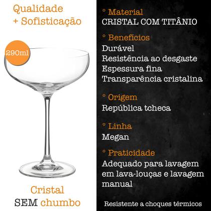 Imagem de Jogo 6 Taças Martini Cristal Titânio Bohemia Megan 290ml