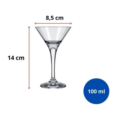 Imagem de Jogo 6 Taças Martini Drink Coquetel 100ml Vidro Restaurante
