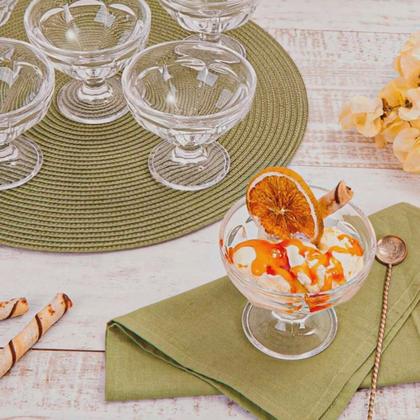 Imagem de Jogo 6 taças p/ sobremesa sorvete pudim 210ML vidro transp.