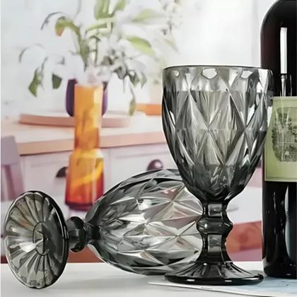 Imagem de Jogo 6 Taças Vidro Diamond Taca Fume Vinho Agua Suco 340ml