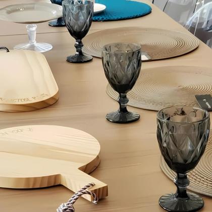 Imagem de Jogo 6 Taças Vidro Diamond Taca Fume Vinho Agua Suco 340ml