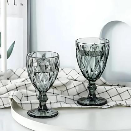 Imagem de Jogo 6 Taças Vidro Diamond Taca Fume Vinho Agua Suco 340ml