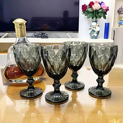 Imagem de Jogo 6 Taças Vidro Diamond Taca Fume Vinho Agua Suco 340ml