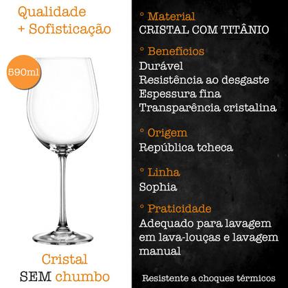 Imagem de Jogo 6 Taças Vinho Água Cristal Titânio Sophia Bohemia 590ml
