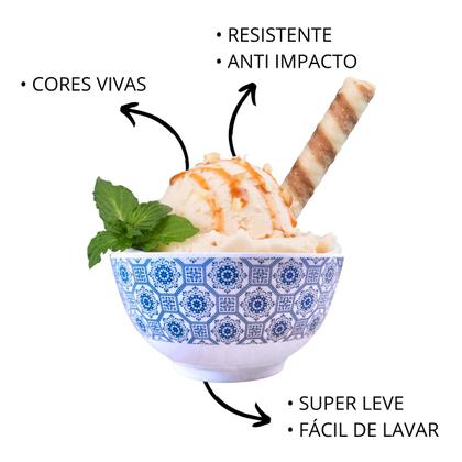 Imagem de Jogo 6 Tigelas Redonda em Melamina Bowl 400ml Pote Decorado