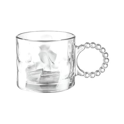 Imagem de Jogo 6 Xícara Caneca 300ml Vidro Chá Café Leite Cappuccino Transparente Alça de Bolinhas Copo Chocolate Quente Presente