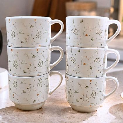 Imagem de Jogo 6 Xícara Chá/Café Decorada Arabesco - Porcelana 200ml