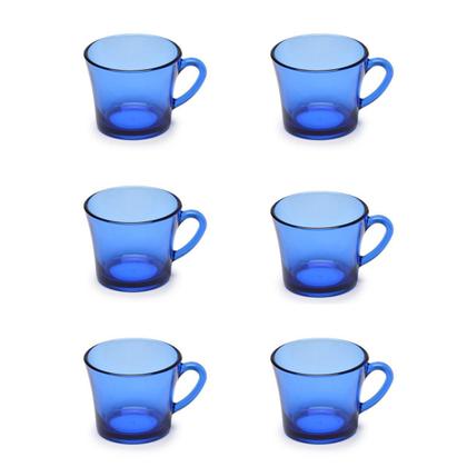 Imagem de Jogo 6 xicara cha cafe vidro azul 200 ml mod sino sem pires