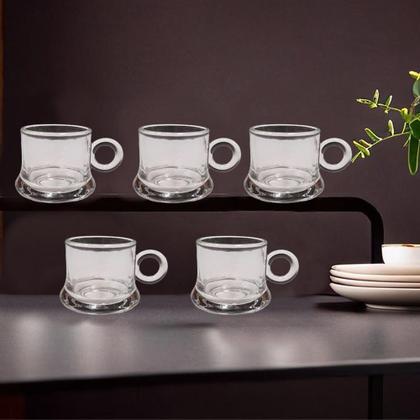 Imagem de Jogo 6 Xícara de Café Caneca Vidro Robusta Lisa 85ml Em Casa Tem