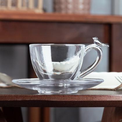 Imagem de Jogo 6 Xícara de Café de Cristal Ecológico com Pires Bird 80ml Wolff