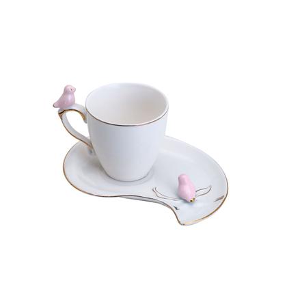 Imagem de Jogo 6 xícaras 90ml para café de porcelana com pires Cute Birds Plate Wolff - 18124