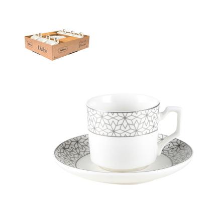 Imagem de Jogo 6 Xicaras Café Chá 90ml Cerâmica Com Pires Delhi