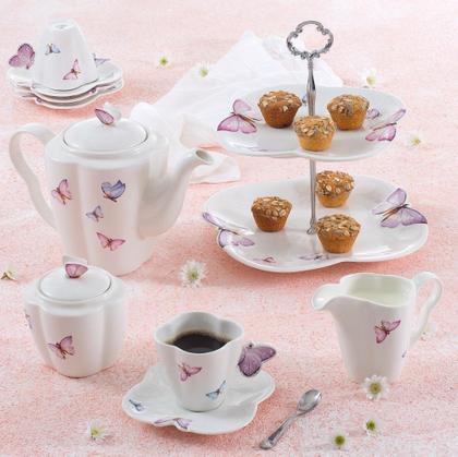 Imagem de Jogo 6 Xicaras Café Porcelana Borboletas 200ml Wolff