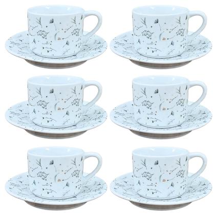 Imagem de Jogo 6 Xicaras Chá 200ml c/ pires Porcelana Dec. Arabescos