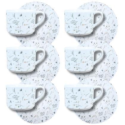 Imagem de Jogo 6 Xicaras Chá 200ml c/ pires Porcelana Dec. Arabescos