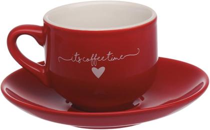 Imagem de Jogo 6 Xícaras de Café com Pires em Porcelana L'amour Vermelha 90ml Hauskraft