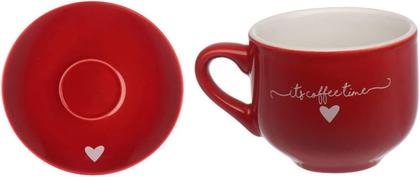 Imagem de Jogo 6 Xícaras de Café com Pires em Porcelana L'amour Vermelha 90ml Hauskraft