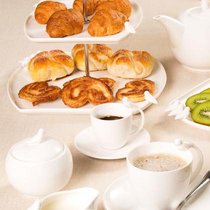 Imagem de Jogo 6 Xícaras de Café com Pires Porcelana Birds Branco 80ml
