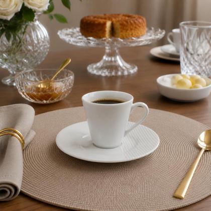 Imagem de Jogo 6 xícaras de Café com Pires Tramontina Porcelana Decorada Sofisticada Premium Conjunto 12 Peças