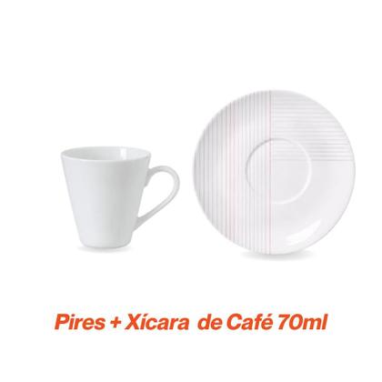 Imagem de Jogo 6 xícaras de Café com Pires Tramontina Porcelana Decorada Sofisticada Premium Conjunto 12 Peças