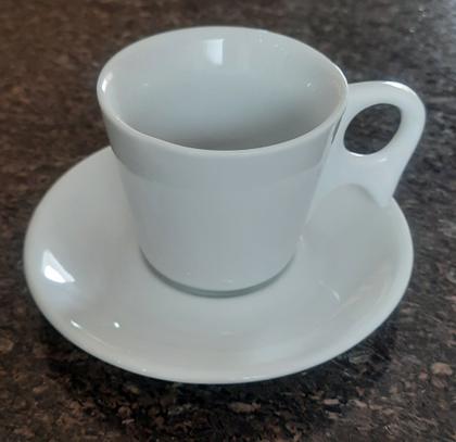 Imagem de Jogo 6 xícaras de Café e Chá com pires ,190ml Cabo prático - Porcelana branca