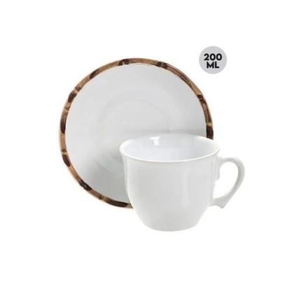 Imagem de Jogo 6 Xícaras de Chá com Pires 200ml Bambu 1ª Linha Scalla