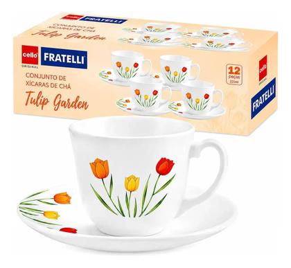 Imagem de Jogo 6 Xícaras de Chá com Pires 220ml Tulip Garden 12 Peças