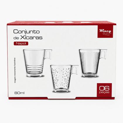 Imagem de Jogo 6 Xícaras de Vidro 80ml Napoli Para Café Cappuccino Expresso