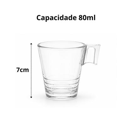 Imagem de Jogo 6 Xícaras de Vidro 80ml Napoli Para Café Cappuccino Expresso
