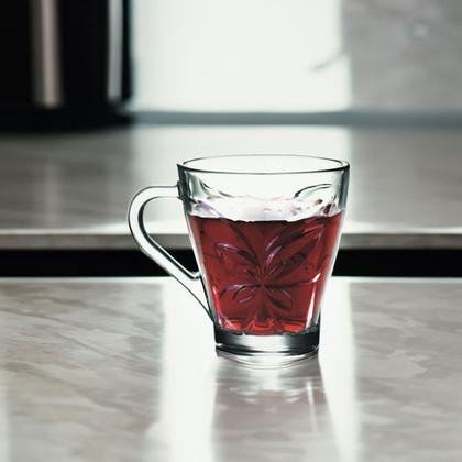 Imagem de Jogo 6 Xícaras de Vidro Transparente Chá e Café Borboleta 230ml Cozinha Bebidas Quentes Mesa Posta